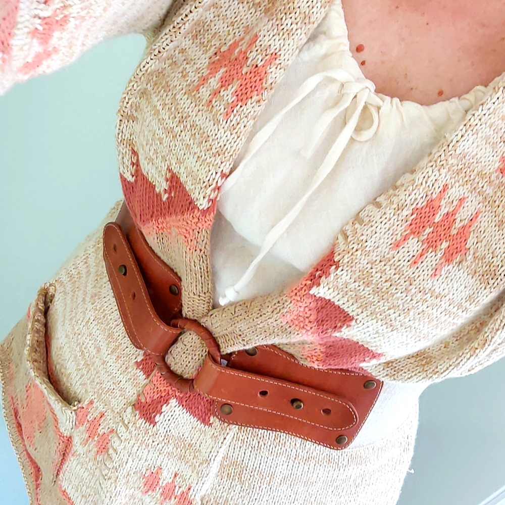 Lauren Ralph Lauren Southwest Pattern Cotton Blend Open Front Cardigan Size M